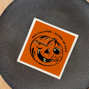 Vintage Jack-o-Lantern Pumpkin Custom Halloween Napkin