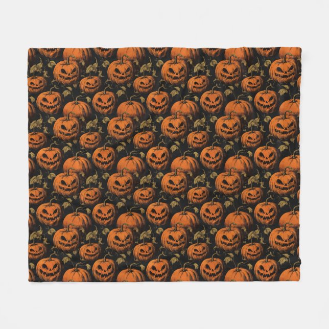Vintage Jack O Lanterns Fleece Blanket (Front (Horizontal))