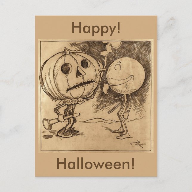 Vintage Jack o'Lanterns Talking Postcard (Front)