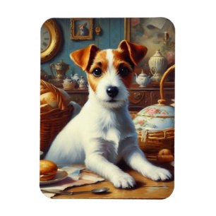 Vintage Jack Russell Terrier Painting Magnet