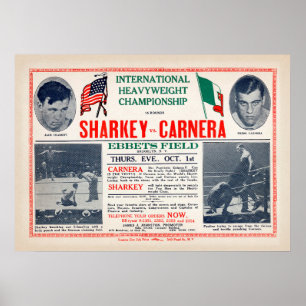 Vintage Jack Sharkey vs Primo Carnera Boxing Poster