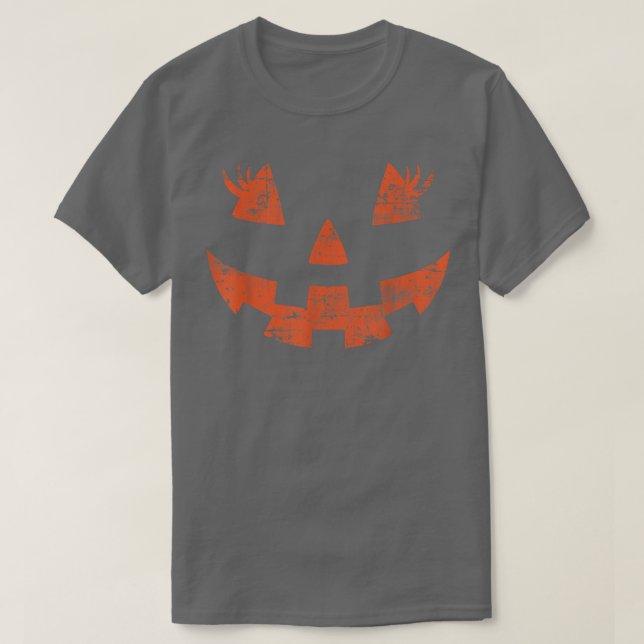 Vintage JackOLantern Face Pumpkin Eyelashes Hallow T-Shirt (Design Front)