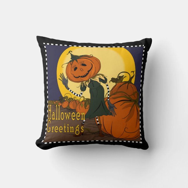 Vintage Jackolantern Halloween Pillow (Front)