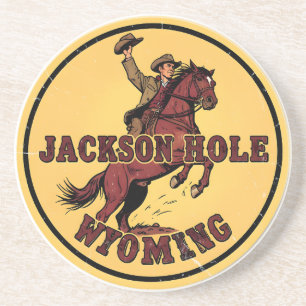 Vintage Jackson Hole Bucking Bronco wyoming gits Coaster