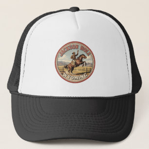 Vintage Jackson Hole Bucking Bronco wyoming gits Trucker Hat
