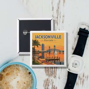 Vintage Jacksonville Florida 15 Cm Square Badge