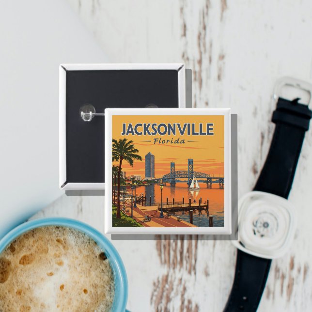 Vintage Jacksonville Florida 15 Cm Square Badge (Creator Uploaded)