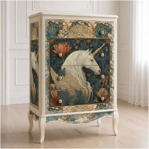 Vintage Jade Red William Morris Inspired Unicorn Tissue Paper