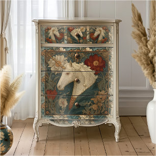Vintage Jade Red William Morris Style Unicorn Tissue Paper