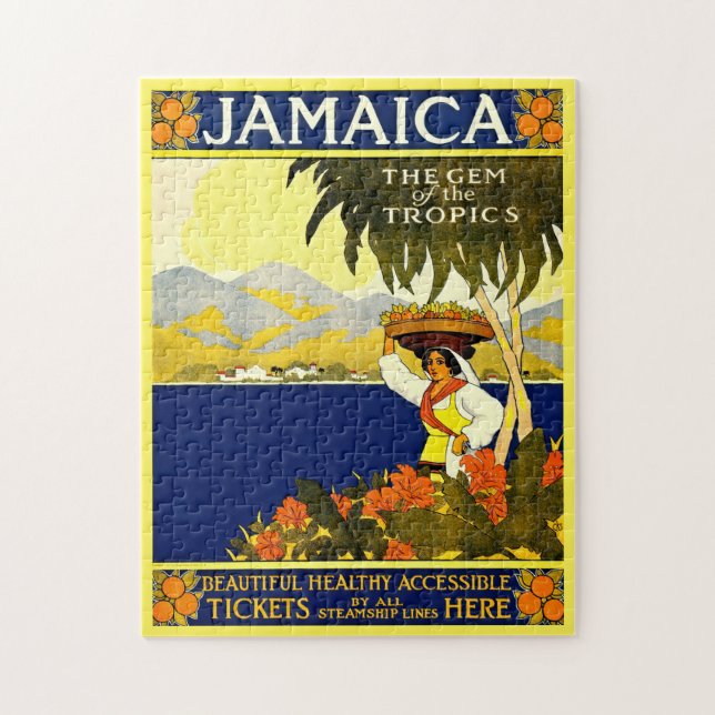 Vintage Jamaica Travel Illustration Jigsaw Puzzle (Vertical)