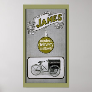 Vintage James 1913 Delivery Bicycle Poster