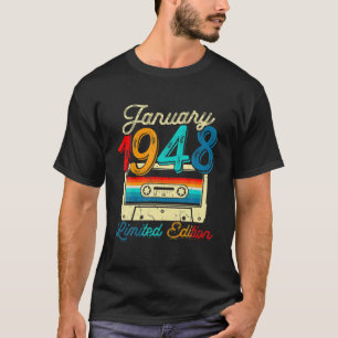 Vintage January 1948 Cassette 74Th Birthday 74 Yrs T-Shirt