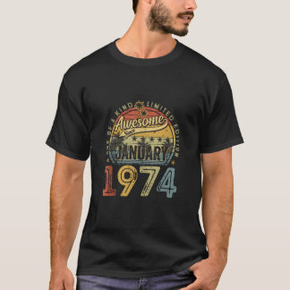 Vintage January 1974 50th Birthday Gifts Women 50  T-Shirt
