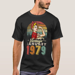 Vintage January 1979 44th Birthday 44 Years Old Wo T-Shirt