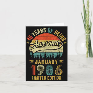 Vintage January 1986 Old 40th Birthday Men Women  Card