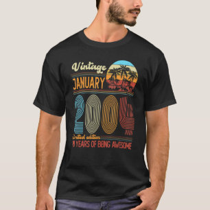 Vintage January 2004 18 Years Old 18th B Day Decor T-Shirt