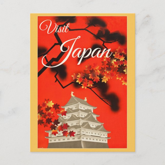 Vintage Japan Japanese Pagoda Travel Poster Postcard (Front)