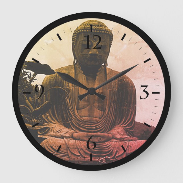 Vintage Japan Kamakura Great Buddha Button Large Clock (Front)