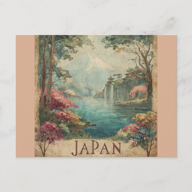 Vintage Japan Mount Fuji Nature Travel Postcard (Front)