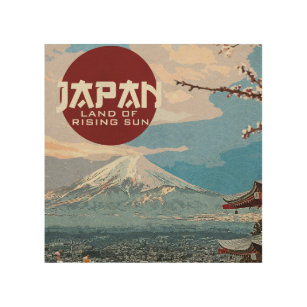 Vintage Japan Mt. Fuji Travel  Wood Wall Art