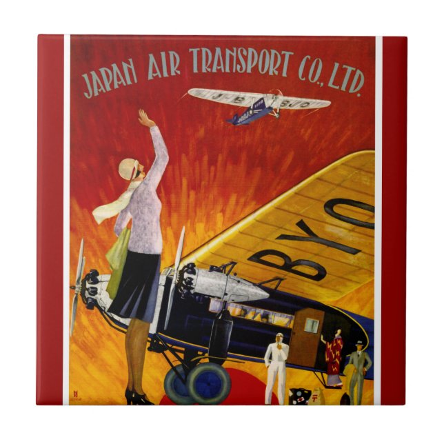Vintage Japanese Airline Ad Tile (Front)