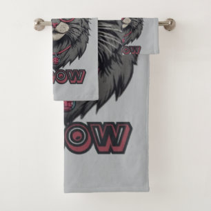 Vintage Japanese Anime Grey Cat Logo Bath Towel Set