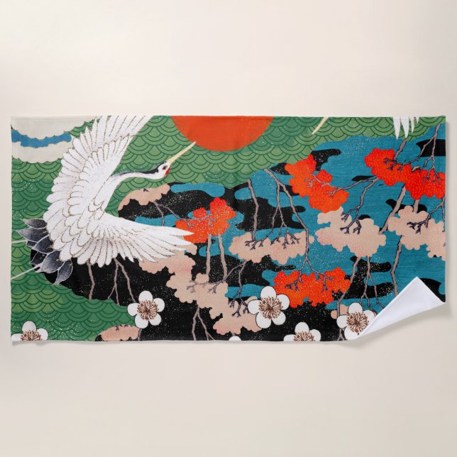 Vintage Japanese Art  Beach Towel (Front)