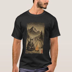Vintage Japanese Art Cat Samurai Camping Trip Men T-Shirt