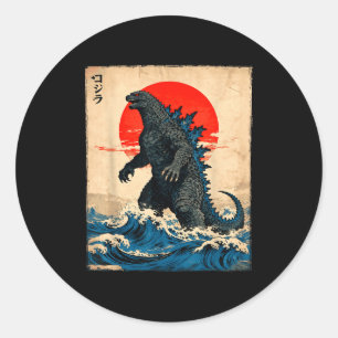 Vintage Japanese Art Kaiju Monster  Classic Round Sticker