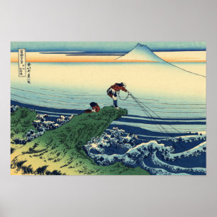 Vintage Japanese Art Kajikazawa Fisherman Poster
