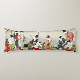Vintage Japanese Art Utagawa Toyohiro Print Body Cushion