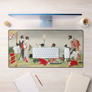 Vintage Japanese Art Utagawa Toyohiro Print Desk Mat