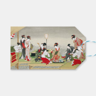 Vintage Japanese Art Utagawa Toyohiro Print Gift Tags
