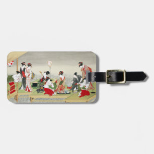Vintage Japanese Art Utagawa Toyohiro Print Luggage Tag