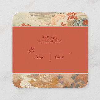 Vintage japanese art wedding rsvp enclosure card