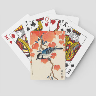 Vintage Japanese Bird and Autumn Grapevine Playing Cards