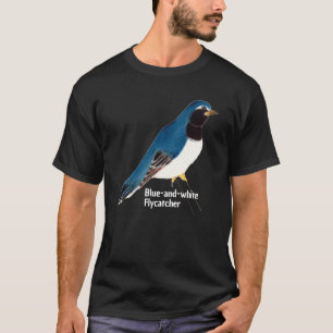 Vintage Japanese Bird Art Blue & white Flycatcher T-Shirt