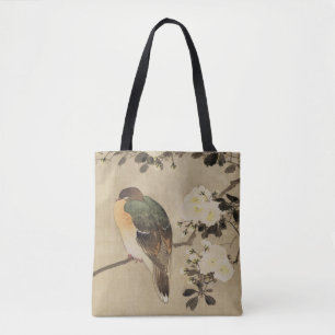 Vintage Japanese Bird Brush Painting Tote Bag