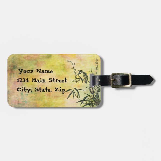 Vintage Japanese Bird Luggage Tag (Front Horizontal)