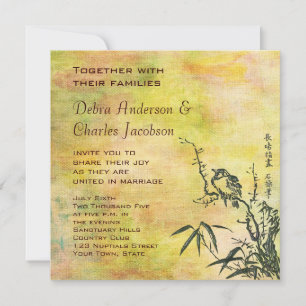 Vintage Japanese Bird Wedding Invitation