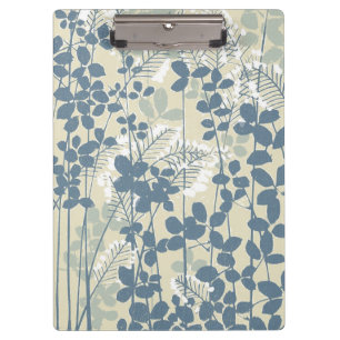 Vintage Japanese Blue Botanical: Cream Leaf Fern Clipboard