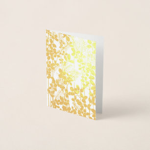 Vintage Japanese Blue Botanical: Cream Leaf Fern Foil Card