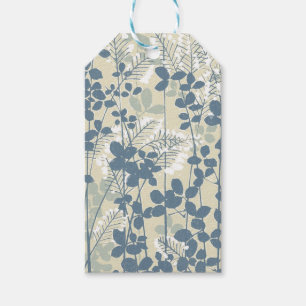 Vintage Japanese Blue Botanical: Cream Leaf Fern Gift Tags