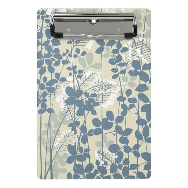 Vintage Japanese Blue Botanical: Cream Leaf Fern Mini Clipboard (Front)