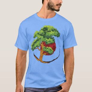 Vintage Japanese Bonsai Tree Sakura Graphical Art T-Shirt