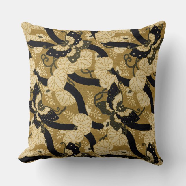 Vintage Japanese Butterfly G.A. Audsley Pattern Cushion (Front)