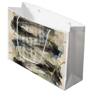 Vintage Japanese Calligraphy Art (1) Large Gift Bag