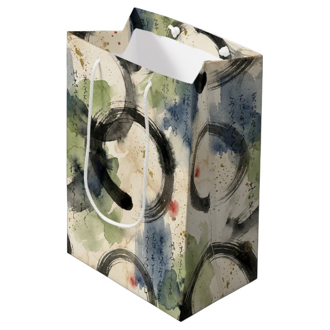 Vintage Japanese Calligraphy Art (3) Medium Gift Bag (Front Angled)