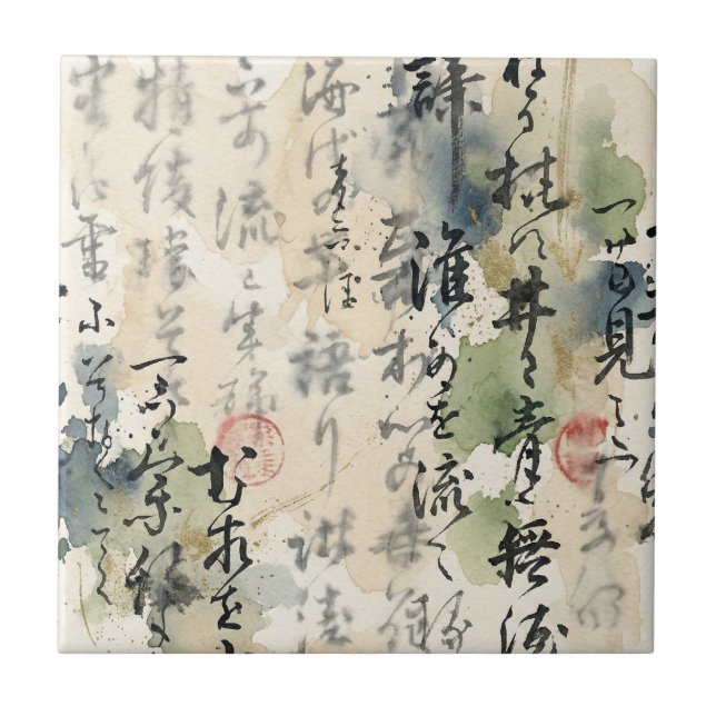 Vintage Japanese Calligraphy Art (5) Tile (Front)