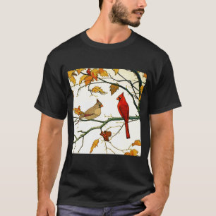 Vintage Japanese Cardinals on an Autumn Branch T-Shirt